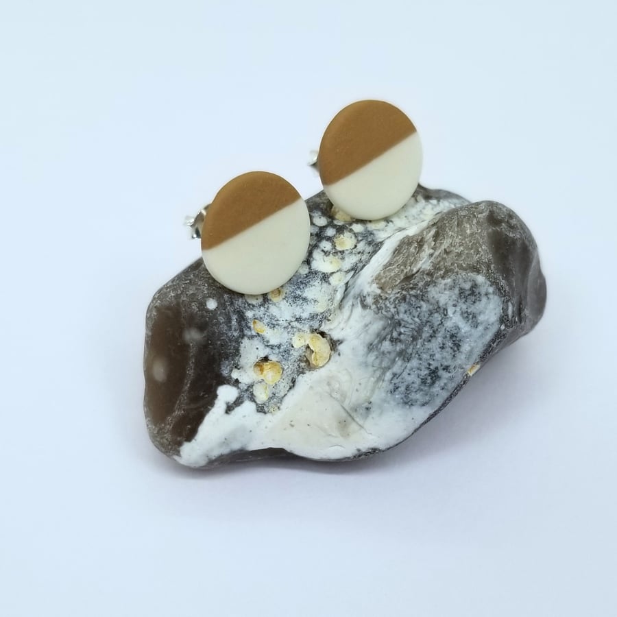 Ceramic Earrings Studs CHOOSE COLOUR Lime Pink Peppermint Cappuccino Brown Green