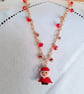 Father Christmas Lampwork Pendant & Red Crystal Drops GoldPlate Necklace 18 inch - Image 5