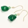 Green Onyx Rectangles topped with Aventurine Sterling Silver Earrings