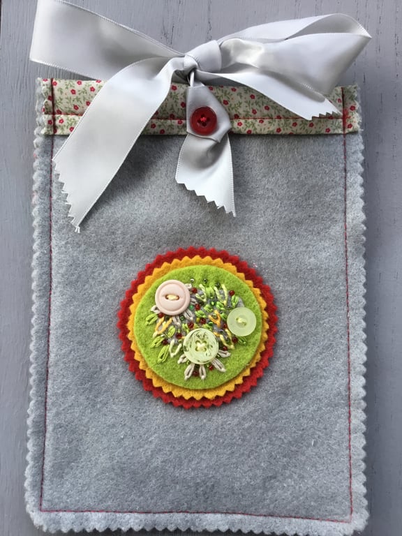 Hand Embroidered Felt Button Bag
