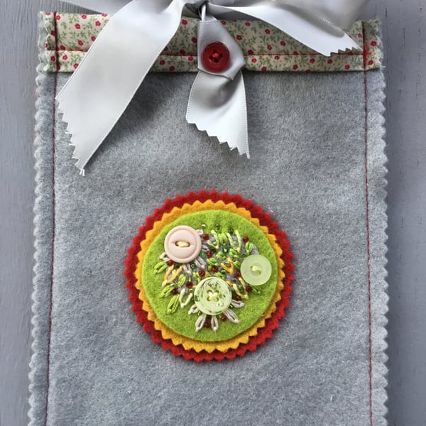 Hand Embroidered Felt Button Bag