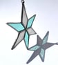 Pastel hued white and pale blue green stained glass Christmas star decoration - Image 3
