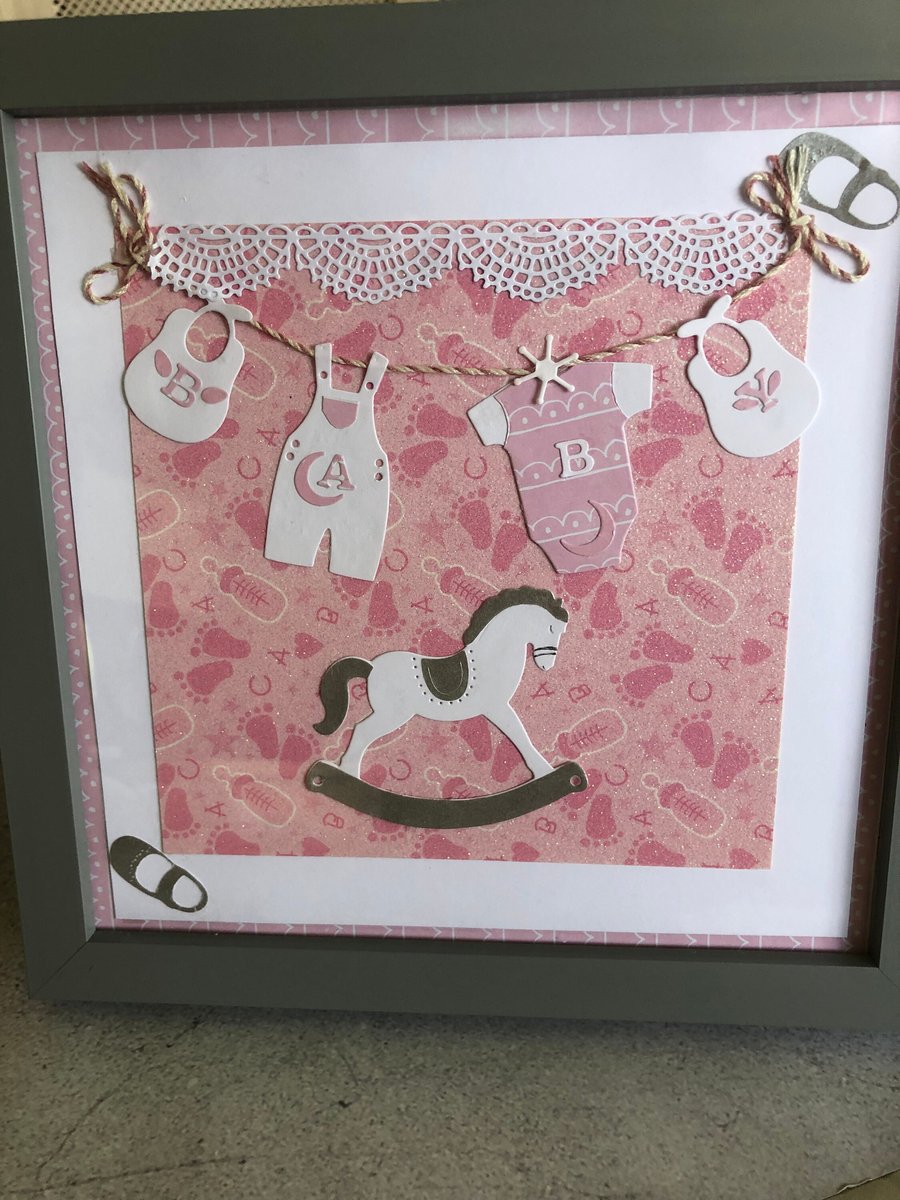 Gift for new baby girl a pink and grey wall decoration for little girls nursery,