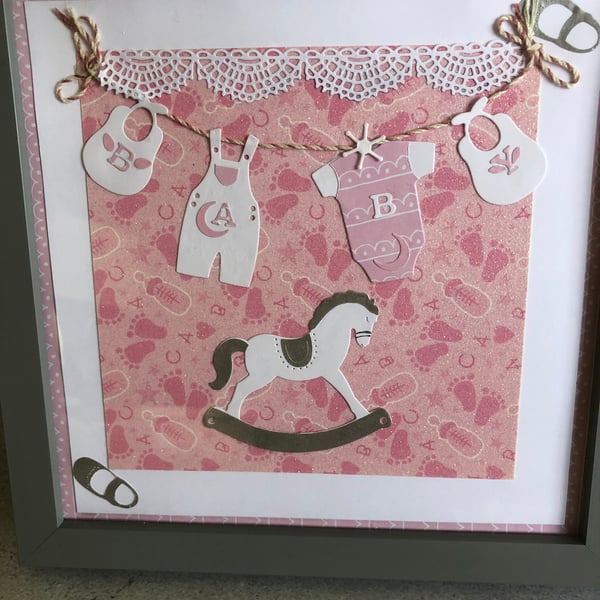 Gift for new baby girl a pink and grey wall decoration for little girls nursery,