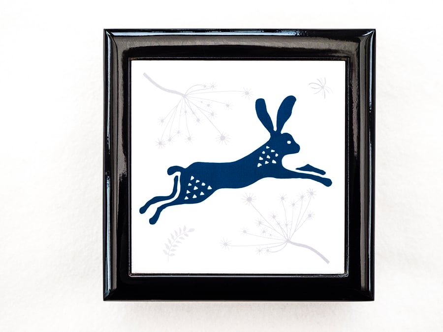 Leaping Hare Jewellery or Keepsake Box - Gift for Wildlife Lover     