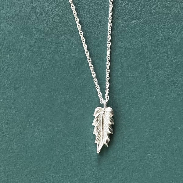Fine Silver Leaf Pendant On 16 Inch Chain