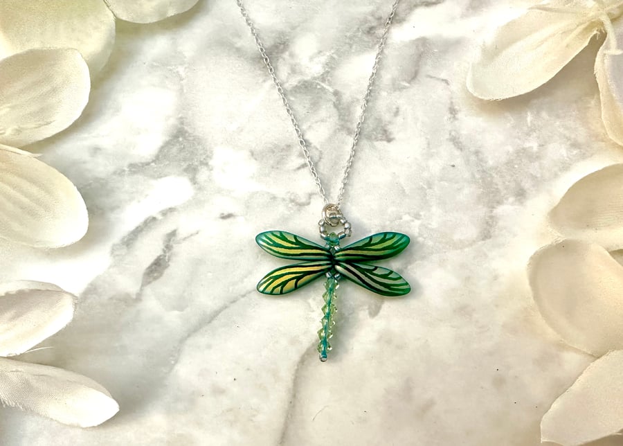 Dragonfly Necklace - Matt Emerald