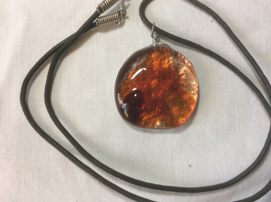 Elements Fused Glass Fire Pendant
