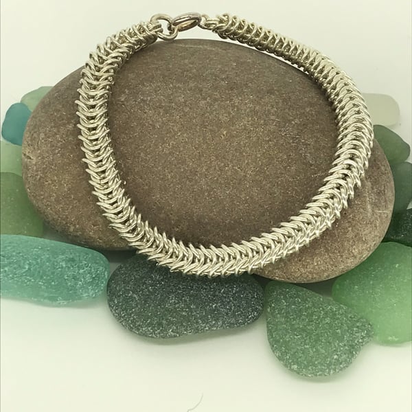 Fine Silver Box Weave Bracelet