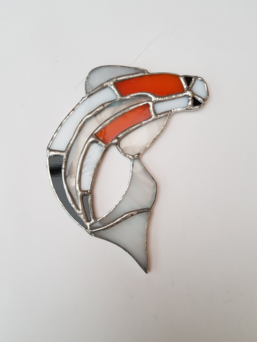 056 Stained Glass Koi Carp - handmade hanging decoration.