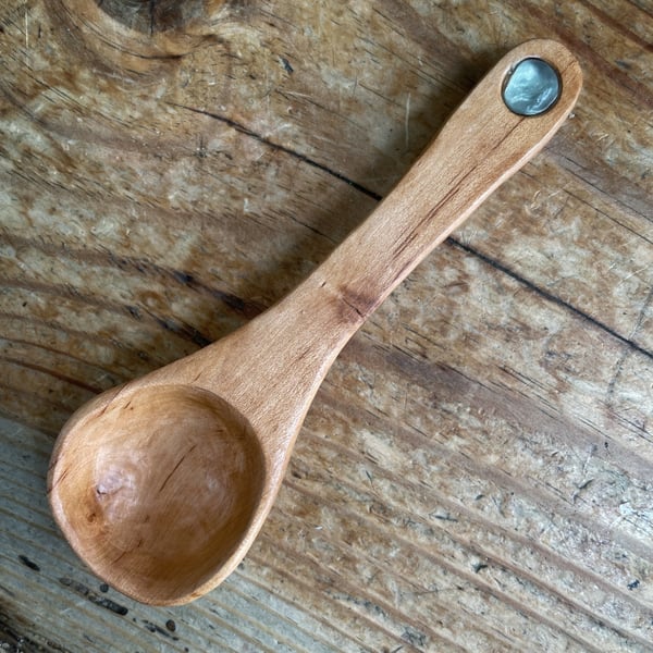 Cherry Wood 'Pocket' Spoon with Sea Glass Insert