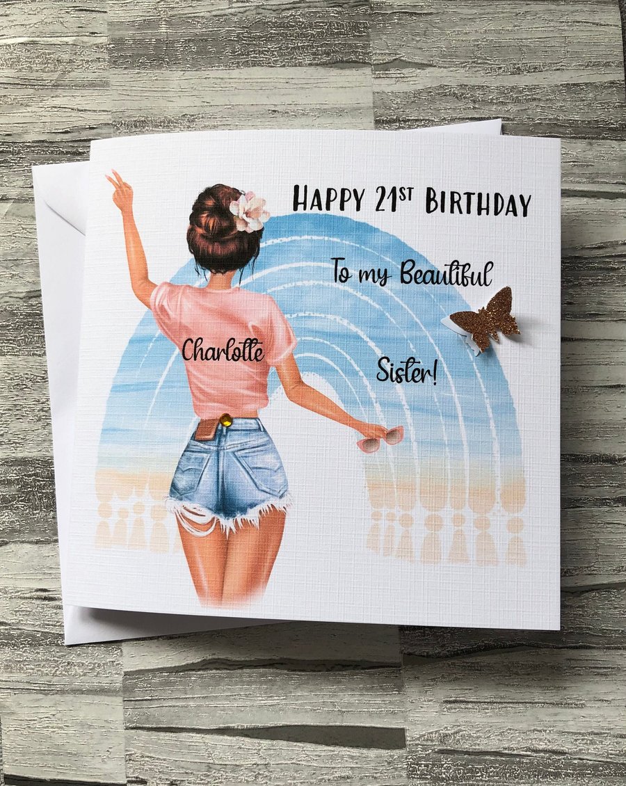 Friends Birthday Card Handmade and Personalised Rainbow Pastel Birthday Gift