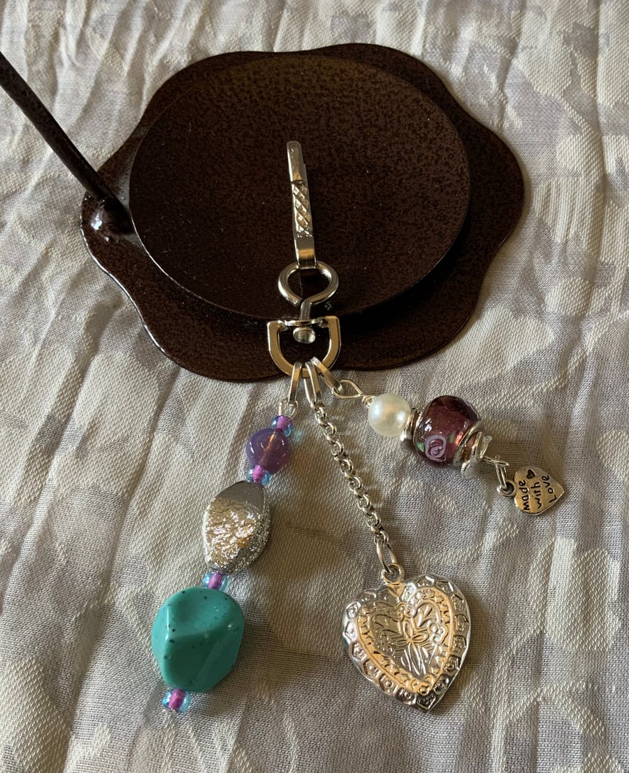 Silver Heart Bag Charm
