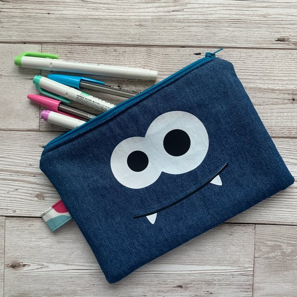 Cuthbert Pencil Case, Pencil Case, Denim Pencil Case, Kawaii Pencil Case, 