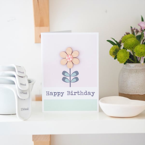 Birthday Card - Handmade Card - Happy Birthday - Flower
