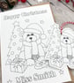 Coloured By Christmas Card & Gift Tag - Christmas Bear - Personalised  - Image 3