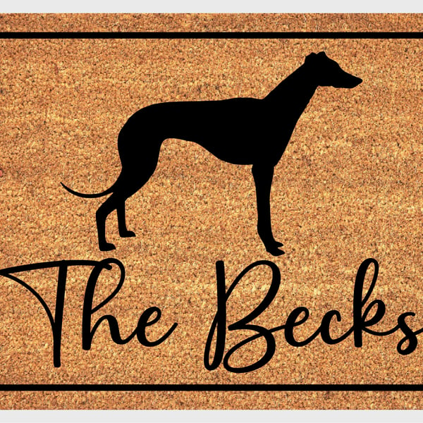 Greyhound Door Mat No.1 - Personalised Greyhound Welcome Mat - 3 Sizes