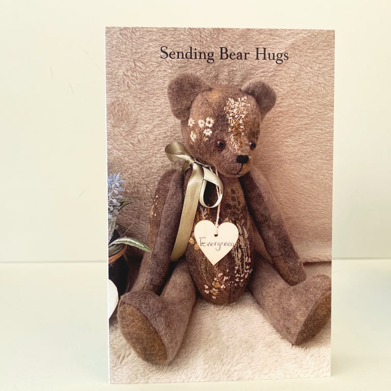 Sending Bear Hugs Blank card, printed occasions teddy bear greeting card