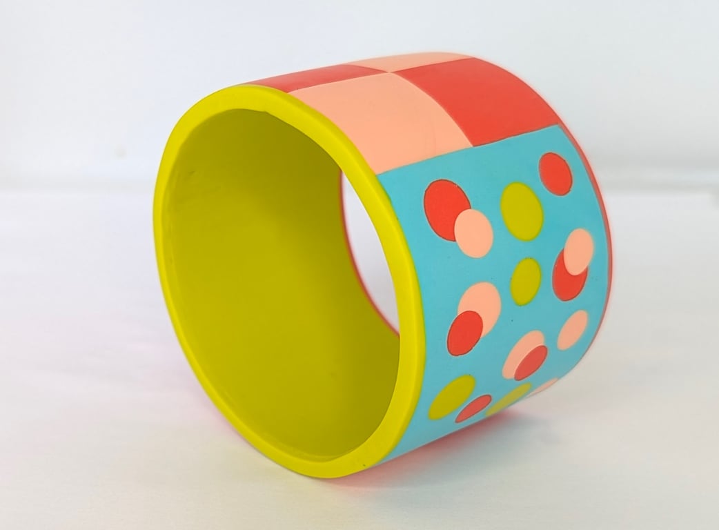 Colourful square pattern bangle with dots