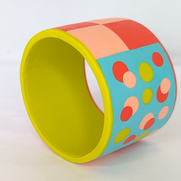 Colourful square pattern bangle with dots