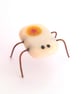 Cream Fused Glass Bug Ornament - Orange Detail Insect Decoration