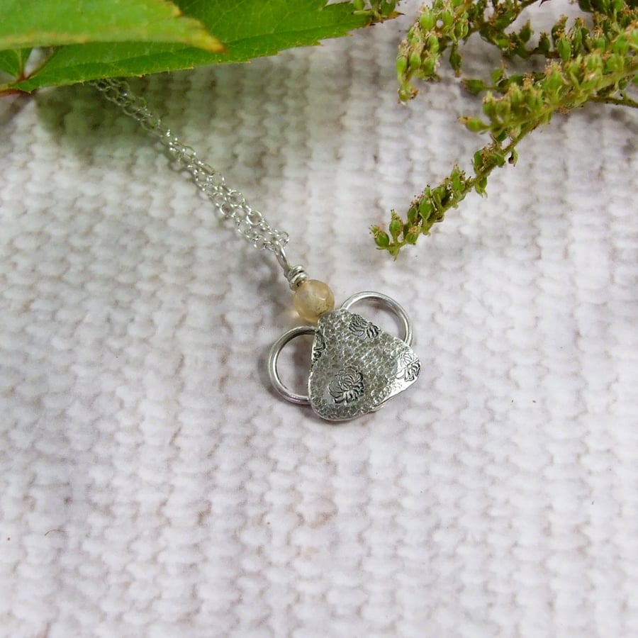Silver Angel Necklace with Citrine Gemstone