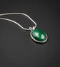Malachite and sterling silver gemstone pendant Scorpio, Capricorn gift