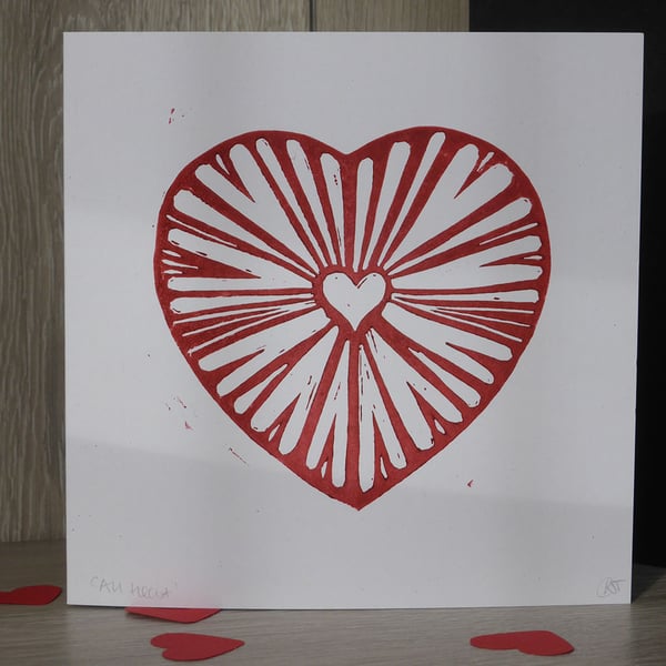 Handprinted heart greetings card
