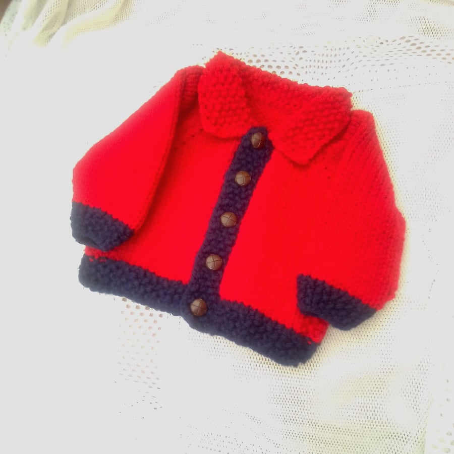 Knitted Chunky Jacket with a Collar for a Child, Child's Jacket, Winter Jacket