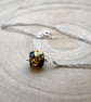 blue and gold leaf glass pendant necklace - Image 2