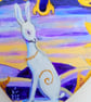 White hare on ceramic heart with  purple  and gold - Image 3