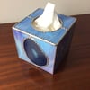 Blue agate tissue box cover (0380)