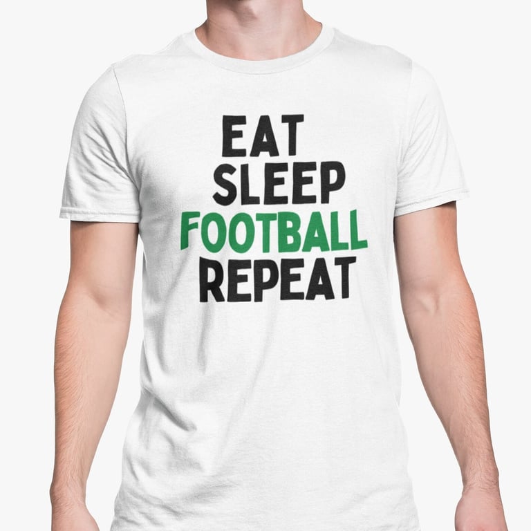 Eat Sleep Football Repeat Shirt Football Fan Novelty Top Christmas Birthday 