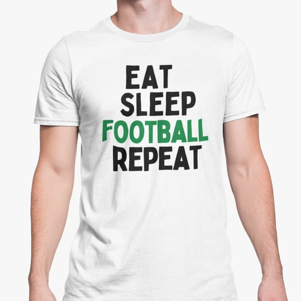 Eat Sleep Football Repeat Shirt Football Fan Novelty Top Christmas Birthday 