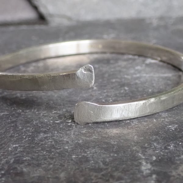 Textured Open Bangle, Sterling Silver