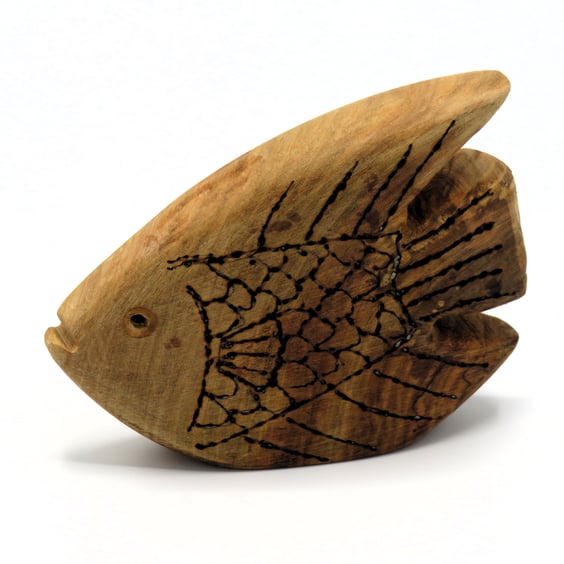 Hand Carved Cherry Wood Angel Fish: SKU-Fi02