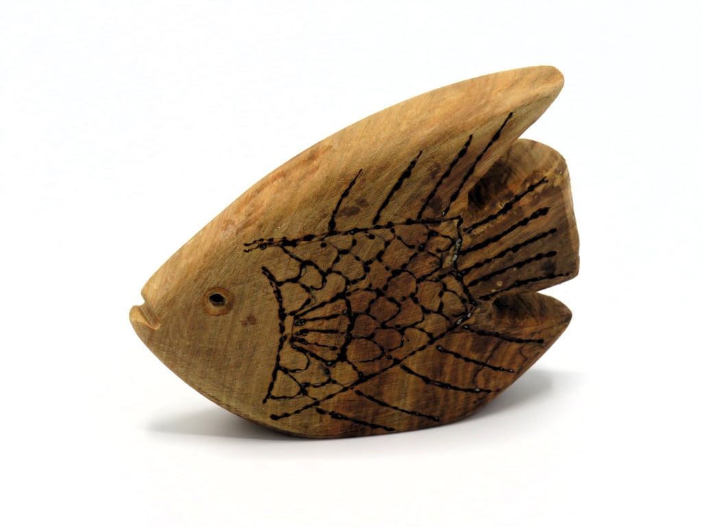 Hand Carved Cherry Wood Angel Fish: SKU-Fi02