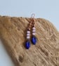 Copper Purple Cats Eye & Glass Leaf Dangle Earrings Earings Gift Jewellery 