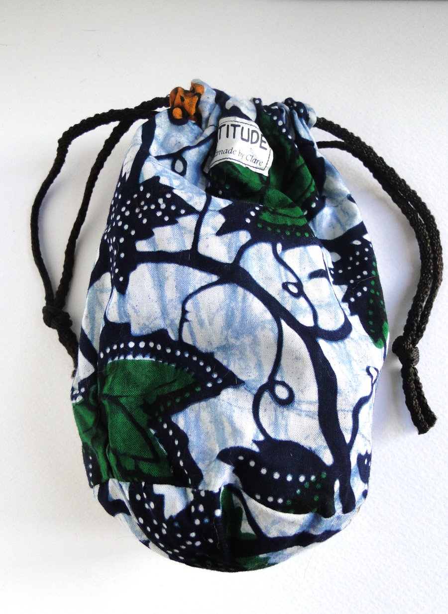 Sale Batik Grape Pattern Drawstring Bag Purse 