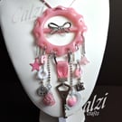 Upcycled Pink Buckle Charm Necklace