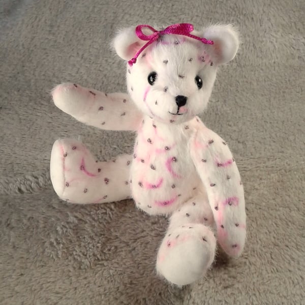 Belle, an 8" collectable bear with 'party fever' Perfectly imperfect