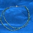 Vintage Green Aventurine Chip Double Strand Necklace - Layered Boho Choker