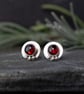 Red Garnet Gemstone Earrings Handmade in Sterling Silver, January Birthstone