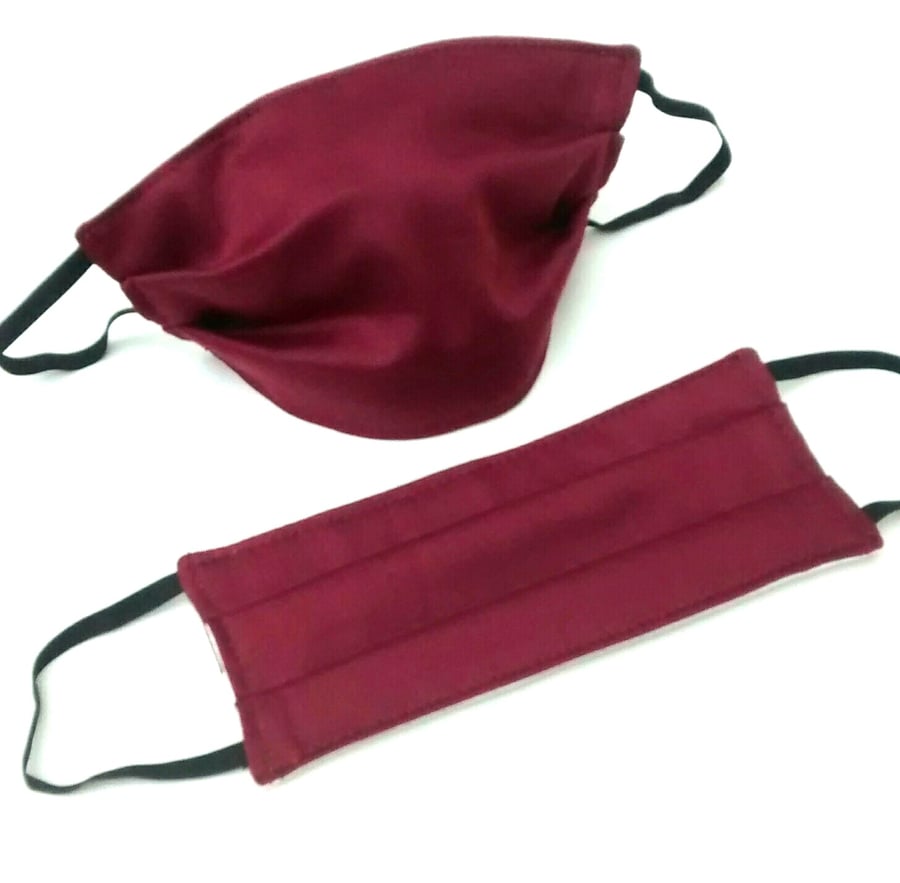 Reusable Face Covering, Washable Burgundy Face Mask, Free Postage