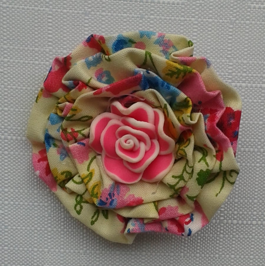 Flower Corsage, Flower Brooch, Fabric Flower Brooch, Pink Brooch
