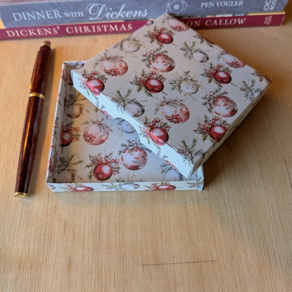 Christmas 'Red Baubles'- A handmade, ultra-thin, gift box
