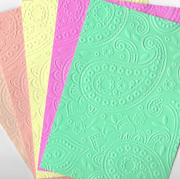 Embossed Card & Paper. 10 Sheets. 5
