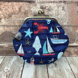 Seaside Nautical frame coin purse with kiss clasp