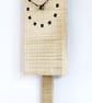 Wooden Pendulum Wall Clock in ripple sycamore & inlaid ebony Squares - Image 2
