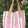 Beach bag made from Laura Ashley 'Heacham' red and cream stripy fabric